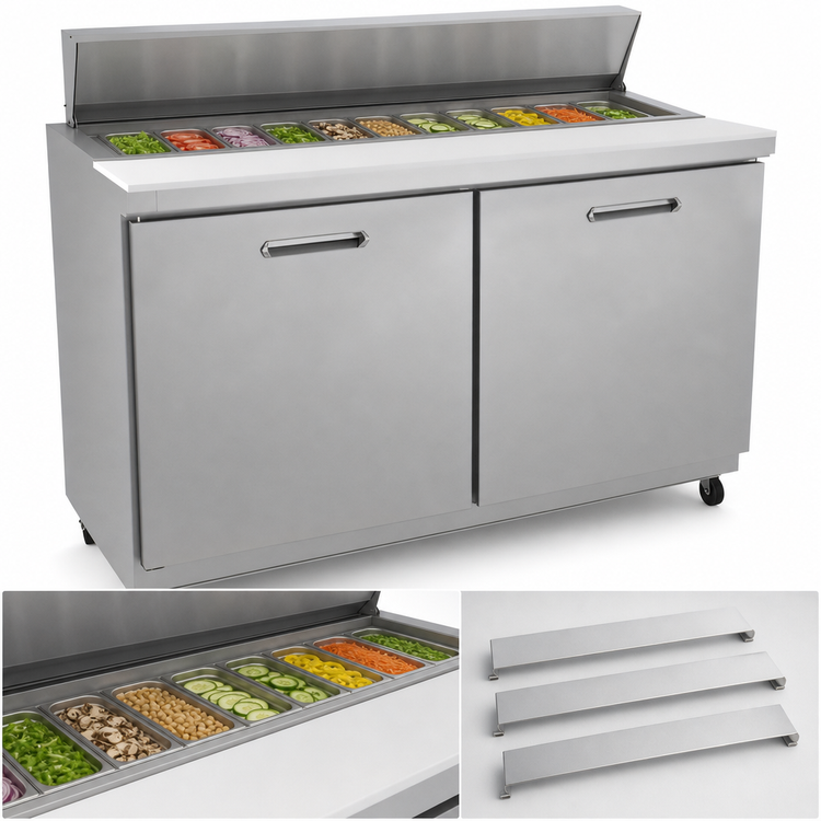 Product image #5 for Kelvinator Commercial Two-Section Refrigerated Sandwich/Salad Prep Table, 61-1/4 Inch, 16 x 1/6 Pan Capacity