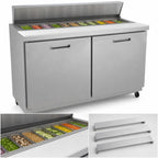 Thumbnail image #4 for Kelvinator Commercial KCHST60.16 61-1/4" Two-Section Refrigerated Sandwich/Salad Prep Table, 16 x 1/6 Pan Capacity, 2 Solid Doors