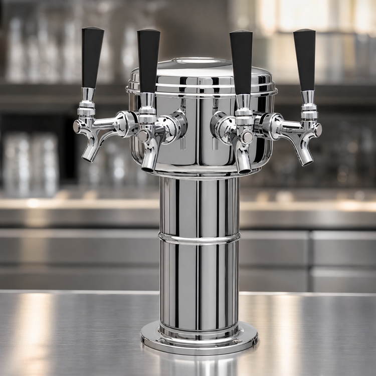 Product image #4 for Glastender Mini Mushroom 3-Faucet Draft Dispensing Tower, Mirror Finish, Glycol Cooled