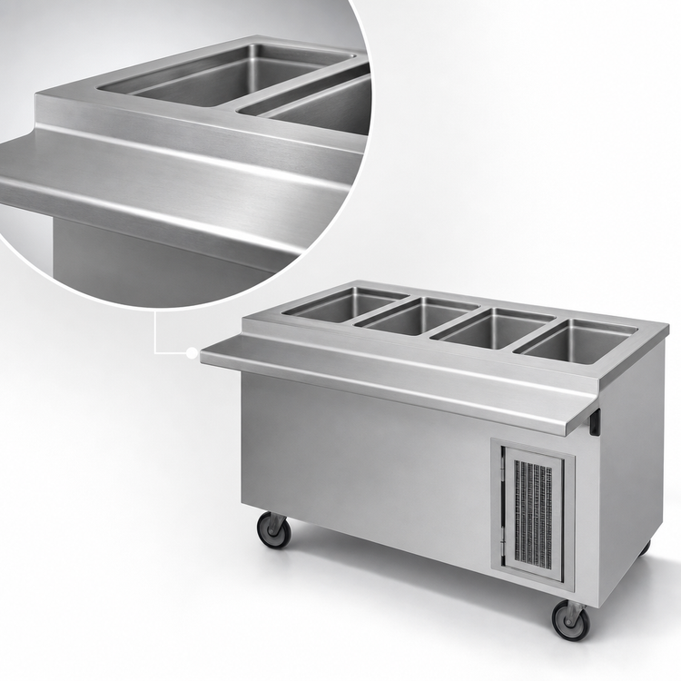 Product image #4 for Randell Electric Mobile 3-Well Hot Food Table with Open Storage Base