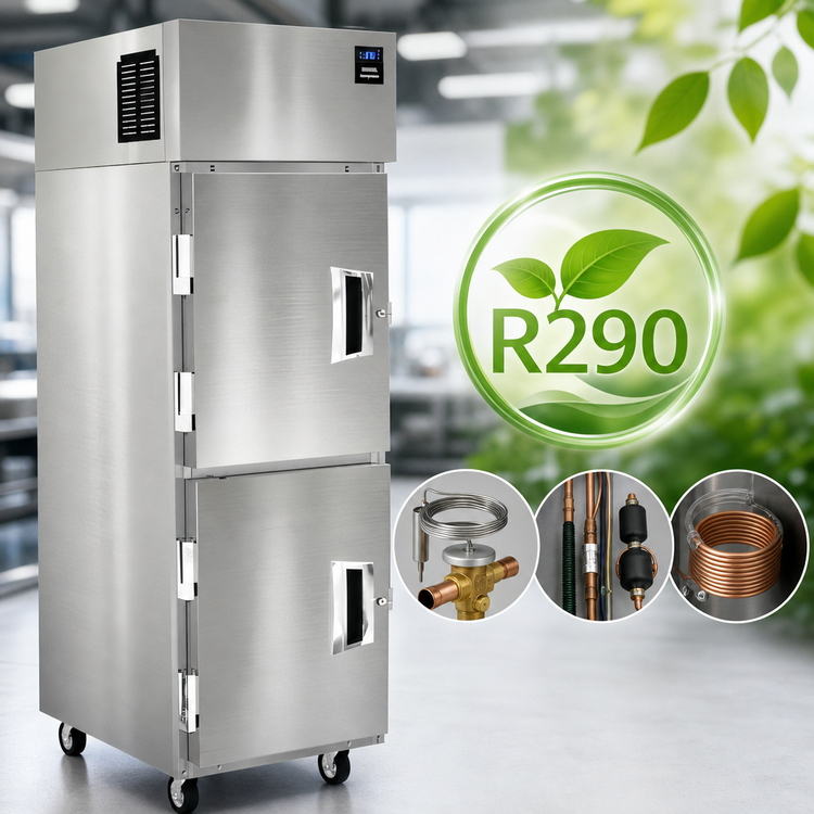 Product image #4 for Delfield 6025XL-SH One-Section Reach-In Refrigerator with Two Half-Height Hinged Solid Doors, 19 Cu. Ft., Top-Mounted Self-Contained R290