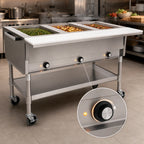 Thumbnail image #4 for Eagle Group SPDHT4-240-3 Portable Electric Hot Food Table, 4 Dry Wells, Open Shelf Base, 66", 240V 3-Phase