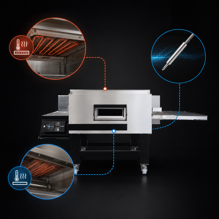 Product image #4 for Moretti Forni TT98E1S Single-Deck Electric Conveyor Pizza Oven with 32-Inch Belt and Stand Included