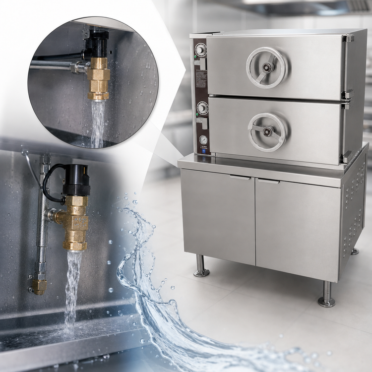 Product image #4 for Crown SCDA-3 Three-Compartment Steam Coil Do-All Dual-Pressure Steamer with Cabinet Base