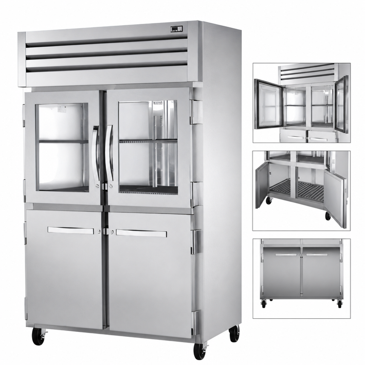Product image #4 for True SPEC SERIES Two-Section Pass-Thru Refrigerator with Half Glass Front Doors and Stainless Rear Doors