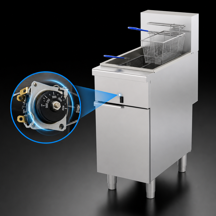 Product image #4 for Omcan Floor Model Electric Open Pot Fryer, 50 lb Oil Capacity, 208V/60Hz/3-Phase