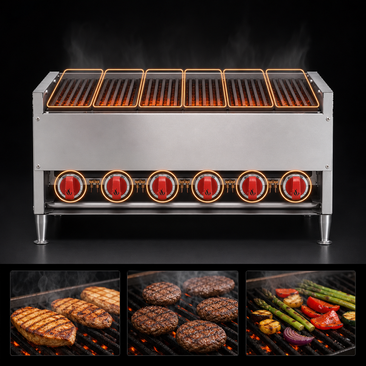 Product image #4 for American Range AECB-64 72-Inch Gas Countertop Lava-Rock Charbroiler