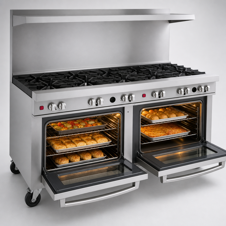Product image #4 for Ultimate 72-Inch Commercial Gas Range with 12 Open Burners and 2 Convection Ovens