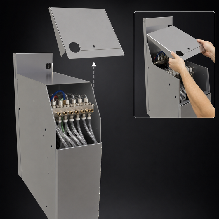 Product image #4 for Glastender Stainless Steel Soda Manifold Housing for Wunder-Bar or Schroeder America 8 to 14 Button Manifolds