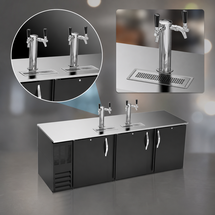 Product image #4 for Beverage-Air 94-Inch Direct Draw Beer Dispenser with 3 Solid Doors, 5-Keg Capacity, and Dual Faucet Towers