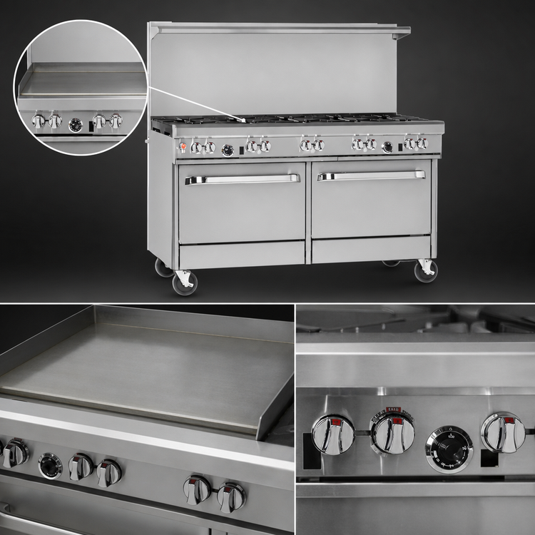 Product image #4 for Southbend Ultimate 60-Inch Gas Restaurant Range with 2 Non-Clog Burners, 48-Inch Griddle, and 2 Convection Ovens