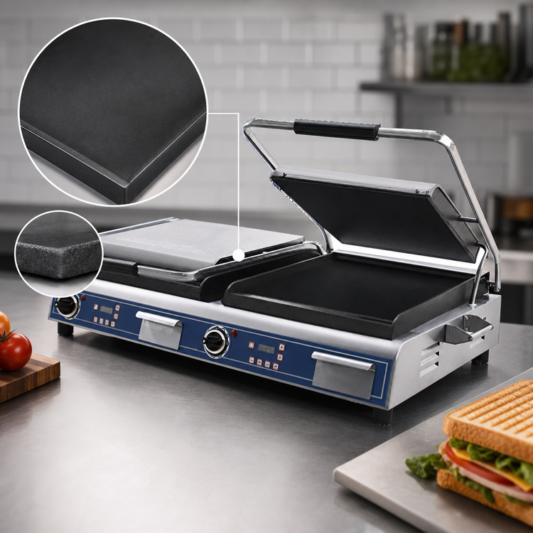 Product image #4 for Globe Deluxe 14-Inch Double Countertop Electric Sandwich/Panini Grill with Smooth Cast Iron Plates