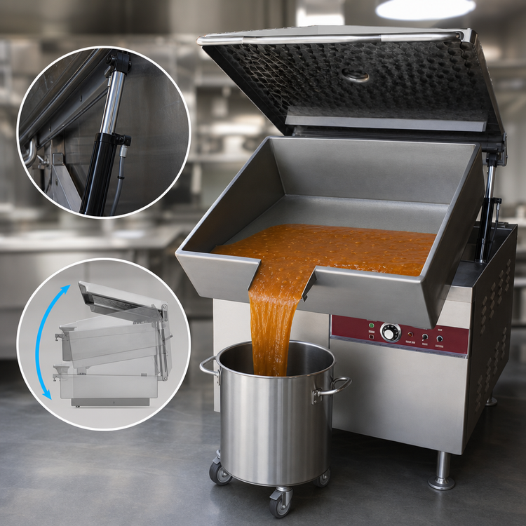 Product image #4 for Crown EMTS-30 Electric Hydraulic Tilting Skillet with Cabinet Base, 30 Gallon