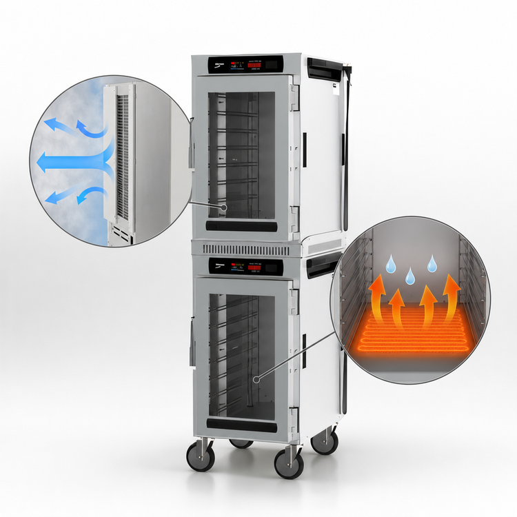 Product image #5 for Metro HotBlox Narrow 16-Pan Dual-Cavity Pass-Thru Mobile Insulated Holding Cabinet, Digital Touchscreen, Clear Front/Solid Rear Doors
