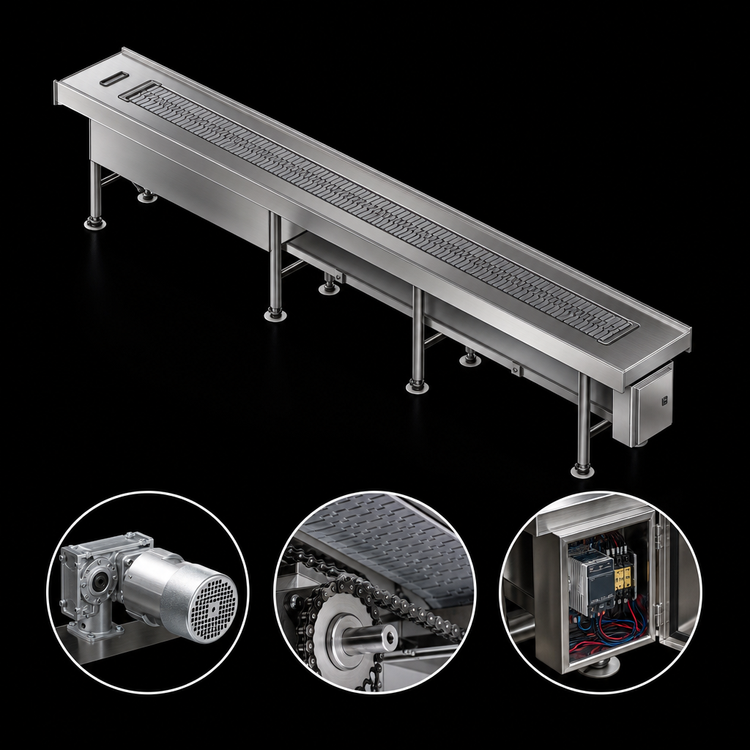 Product image #4 for Dinex DXIESSB12 12' Lexan Slat Belt Tray Make-Up Conveyor