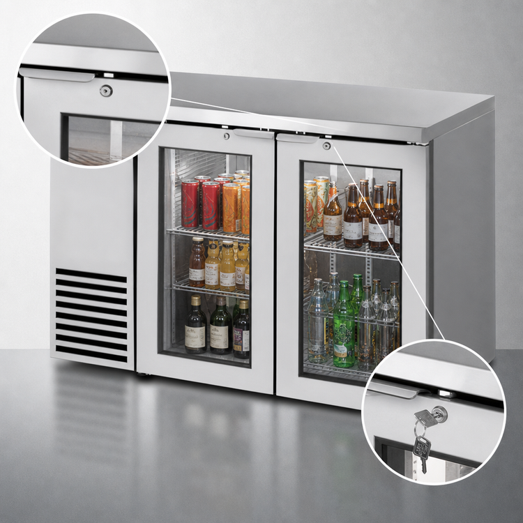 Product image #4 for 48-Inch Two-Section Self-Contained Back Bar Cooler with Glass Hinged Doors