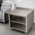 Thumbnail image #4 for Advance Tabco 60 Inch x 30 Inch Work Table with Open Front Cabinet Base, Mid-Shelf, 14 Gauge 304 Stainless Steel Top, and 1-1/2 Inch Rear Up-Turn
