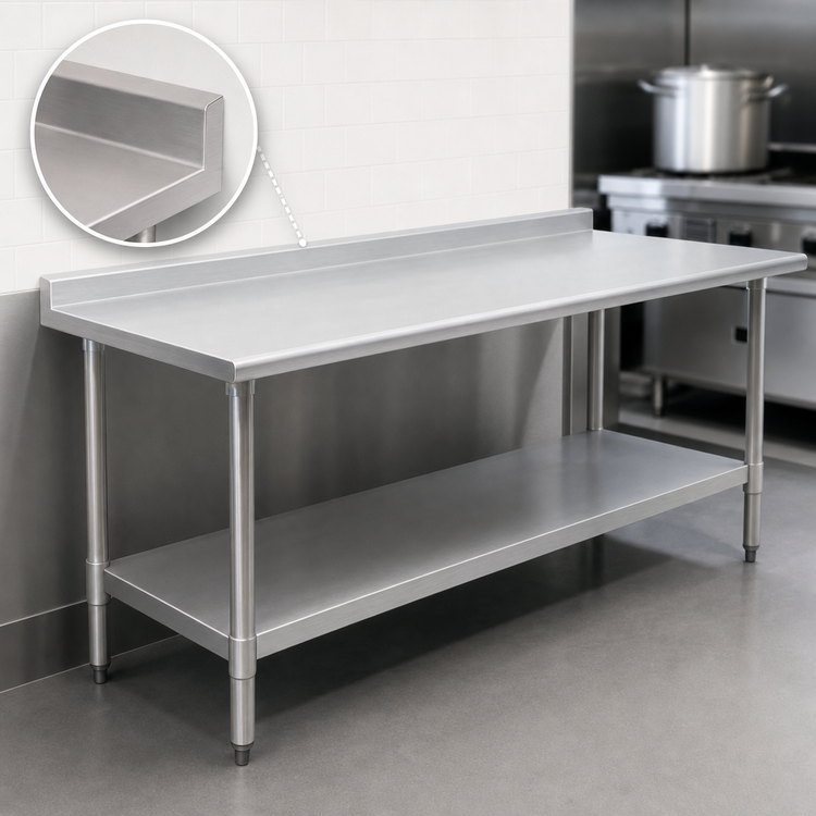 Product image #4 for Eagle Spec-Master 84-Inch x 30-Inch Stainless Steel Work Table with 1-1/2-Inch Rear Up-Turn and Undershelf
