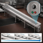 Thumbnail image #4 for Dinex DXIESSB8 8-Foot Slat Belt Motorized Tray Make-Up Conveyor, Variable Speed, Stainless Steel Frame, Dry Operation