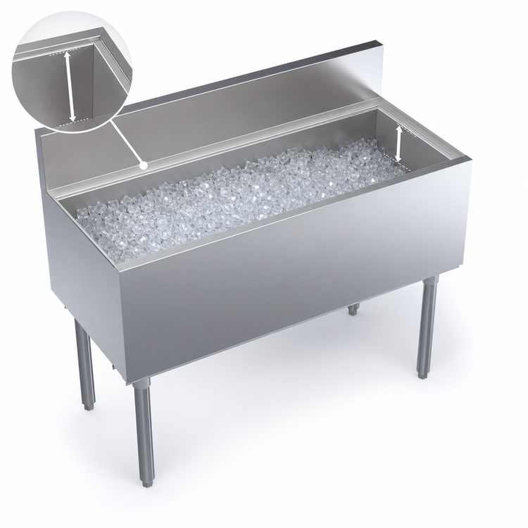 Product image #4 for Krowne Royal Series 42-Inch Stainless Steel Underbar Ice Bin/Cocktail Unit, 129 lb Ice Capacity, 12-Inch Deep Liner