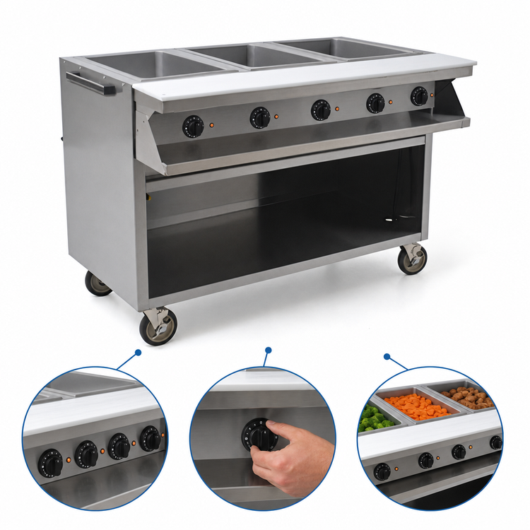 Product image #4 for Spec-Master SPHT4CB-240-3 4-Well Electric Sealed Hot Food Table with AutoFill