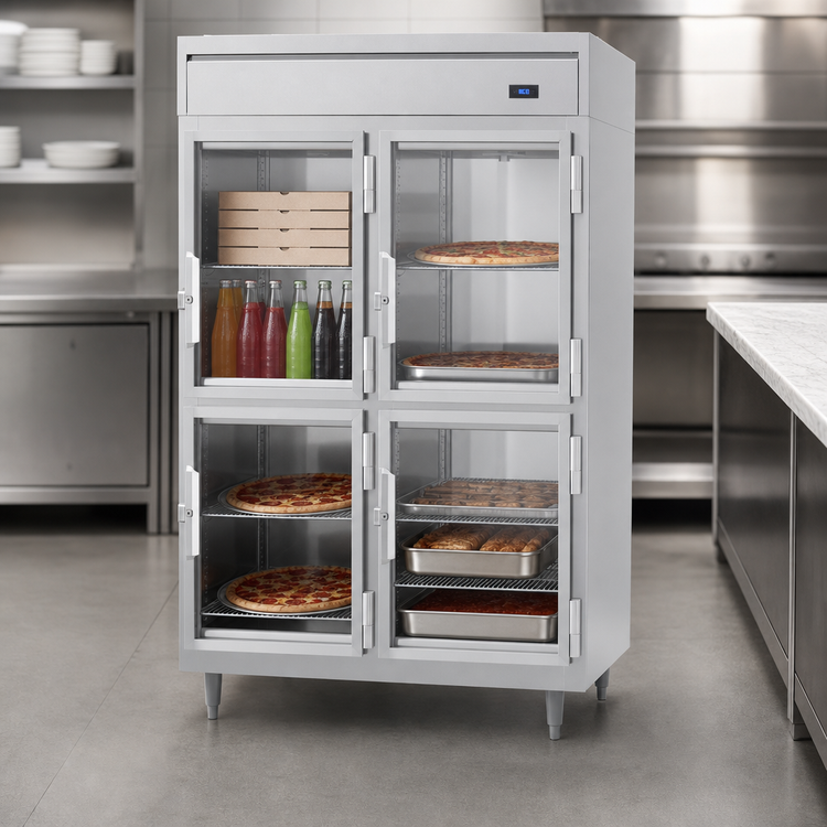 Product image #4 for Beverage-Air P Series One-Section Pass-Thru Pizza Holding Cabinet with 4 Half-Height Glass Doors, 21.5 Cu. Ft.