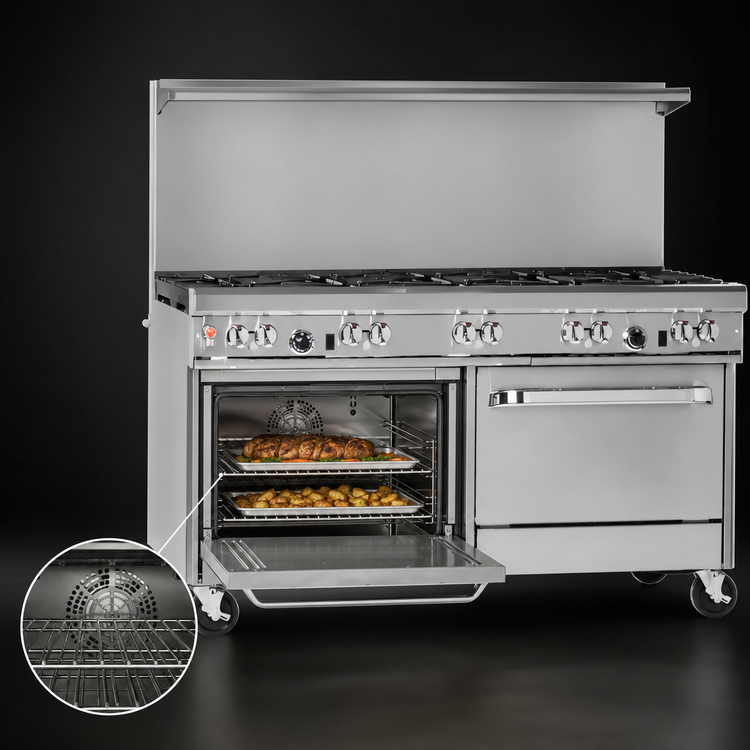 Product image #4 for Southbend Ultimate 60-Inch Gas Restaurant Range with 9 Open Burners, Convection Oven, and Cabinet Base