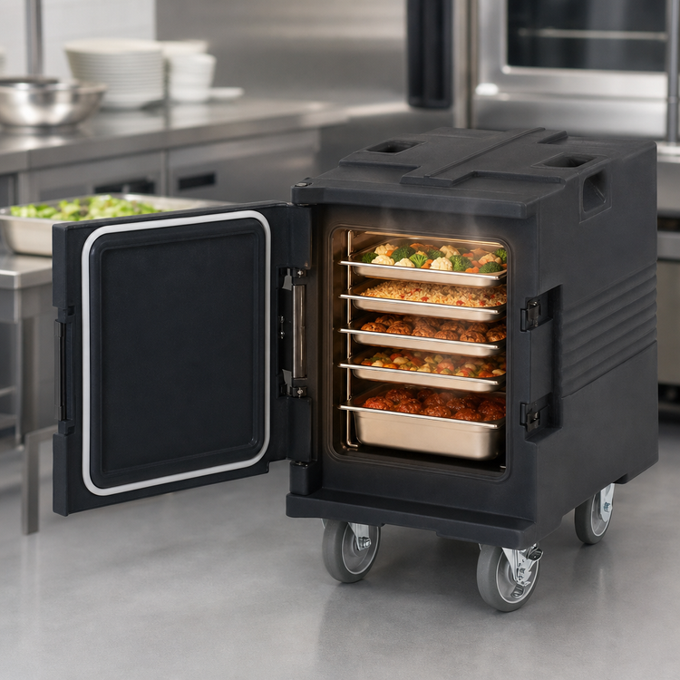Product image #5 for Cambro Ultra Pan Carrier Heated Front-Loading Food Pan Carrier with Casters, 1 Compartment, 110V