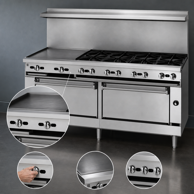 Product image #4 for Jade Bistro 36-Inch Shallow-Depth Gas Restaurant Range with 36-Inch Griddle and Standard Oven