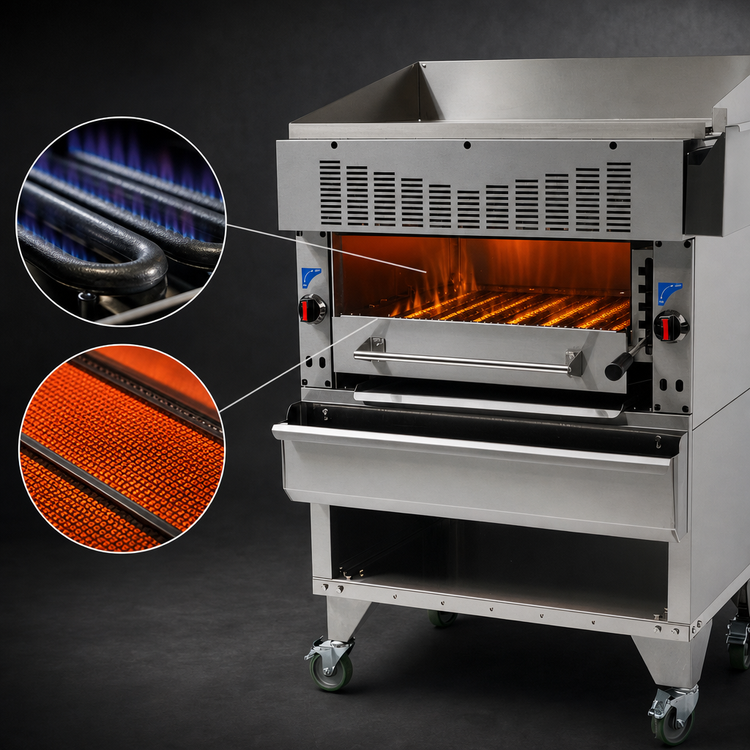 Product image #4 for Comstock-Castle 40-Inch Freestanding Single Deck Gas Upright Broiler with Griddle and Cabinet Base