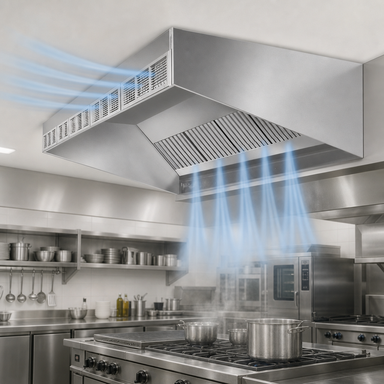 Product image #4 for SpecAir HESFA96-120 Wall Type Short Front Make-Up Air Exhaust Hood, 120 Inches
