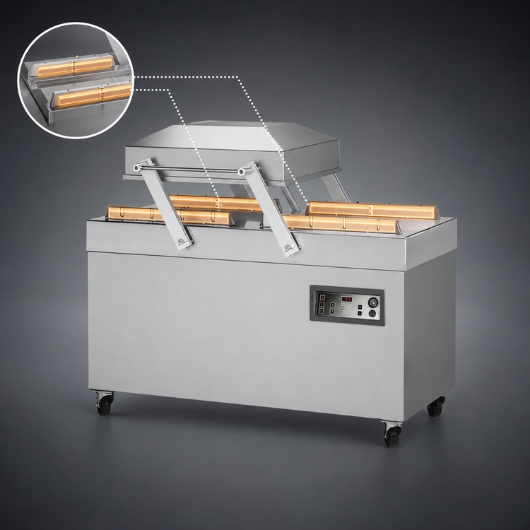 Product image #4 for ATMOVAC Industrial Double Chamber Floor Model Vacuum Packaging Machine with 4 Seal Bars