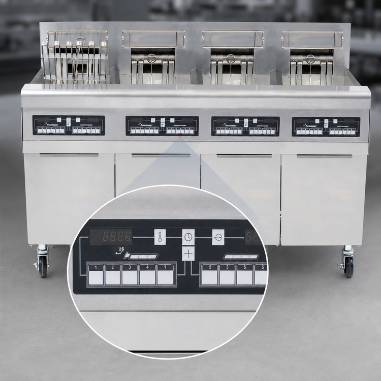 Product image #4 for Frymaster RE High Efficiency 4-Tank Electric Fryer Battery with Built-In Filtration, 4 x 50 lb, 4 x 14 kW