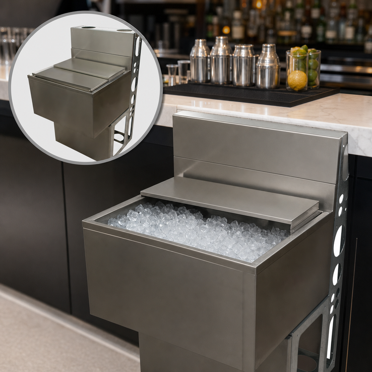 Product image #5 for BK Resources Underbar Ice Bin with 10-Circuit Cold Plate, 120 lb Capacity, Stainless Steel