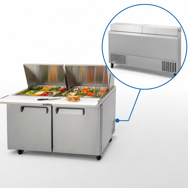 Product image #4 for Migali Competitor Series Big Top Two-Section Refrigerated Sandwich Prep Table, 24-Pan Capacity, 60.25-Inch Wide