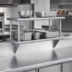 Thumbnail image #4 for Steel Works Stainless SWPTSD-2448-316 Double Pass-Thru Shelf with Over Shelf, 48"W x 24"D, 304 Stainless Steel