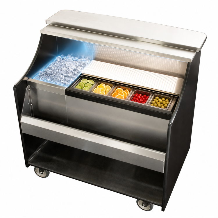 Product image #4 for Top Shelf MOBS-42TS 42-Inch Mobile Bar with Ice Chest, Insulated Bottle Well, Speed Rail and LED Lighting