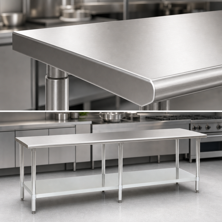 Product image #4 for Eagle Spec-Master 108-Inch x 36-Inch Flat Top Stainless Steel Work Table with Adjustable Galvanized Undershelf