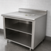 Thumbnail image #4 for Advance Tabco 96-Inch x 30-Inch Stainless Steel Work Table with Open Front Cabinet Base, Mid-Shelf, and 5-Inch Backsplash