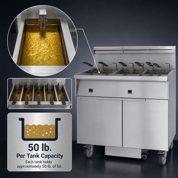 Product image #4 for Imperial Electric Floor Fryer, 5-Tank, 50 lb. Per Tank, Built-In Filter System