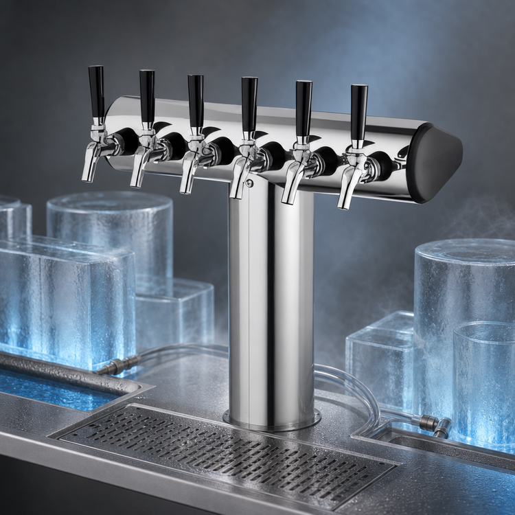 Product image #4 for Perlick 8-Faucet Winged Tee Beer Draft Tower, Countertop, Glycol-Cooled, Stainless Steel
