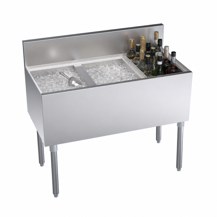 Product image #4 for Krowne Royal Series 38-Inch Stainless Steel Underbar Speed Multi Station with 30-Inch Left Ice Bin and Insulated Bottle Well