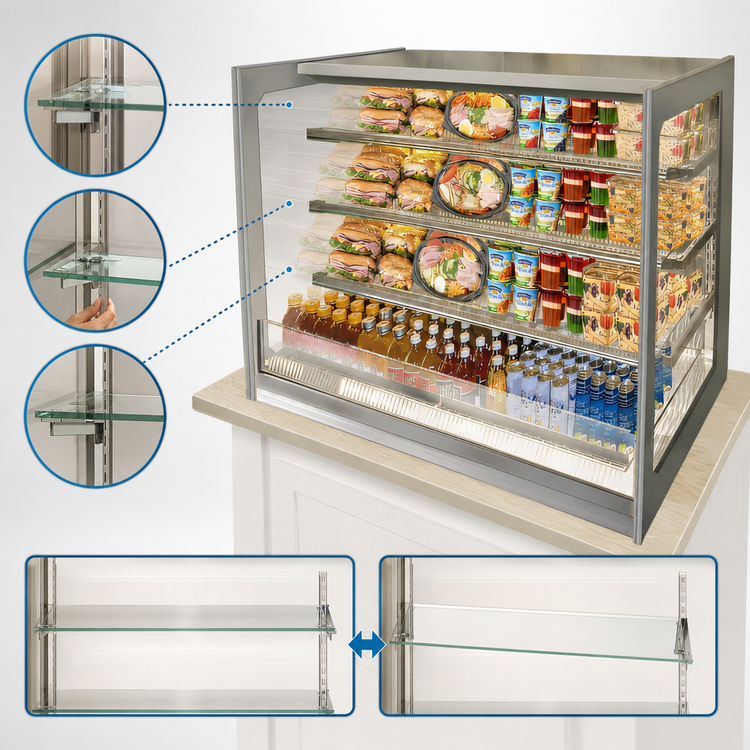 Product image #4 for Federal Industries Italian Glass Series 36-Inch Self-Serve Drop-In 3-Tier Refrigerated Counter Display Case