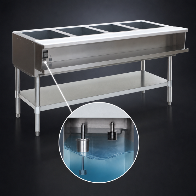 Product image #4 for 4-Well Electric Water Bath Hot Food Table with 12 x 20 Openings, Cutting Board, and Plate Shelf, 63-1/2 Inches Wide
