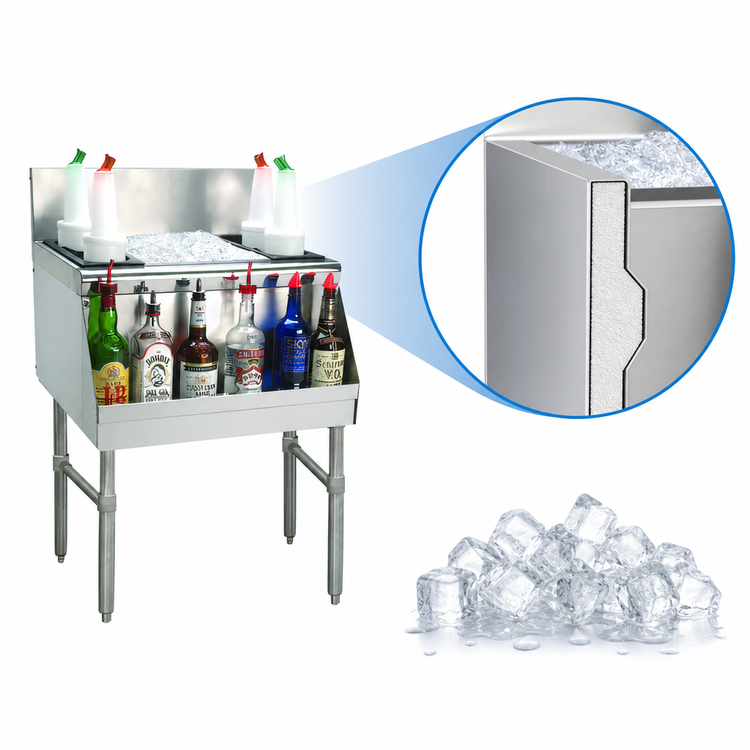 Product image #4 for Advance Tabco Prestige Supreme 18 Inch Stainless Steel Bar Ice Chest, 51 lb Ice Capacity, Without Cold Plate