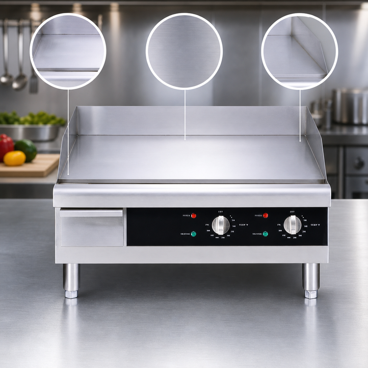 Product image #4 for Omcan 24-Inch Countertop Stainless Steel Electric Griddle with Smooth Steel Plate, 3560W, 220V
