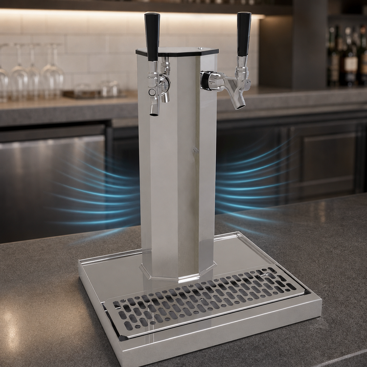 Product image #4 for Glastender Countertop Air-Cooled 2-Faucet Column Draft Dispensing Tower