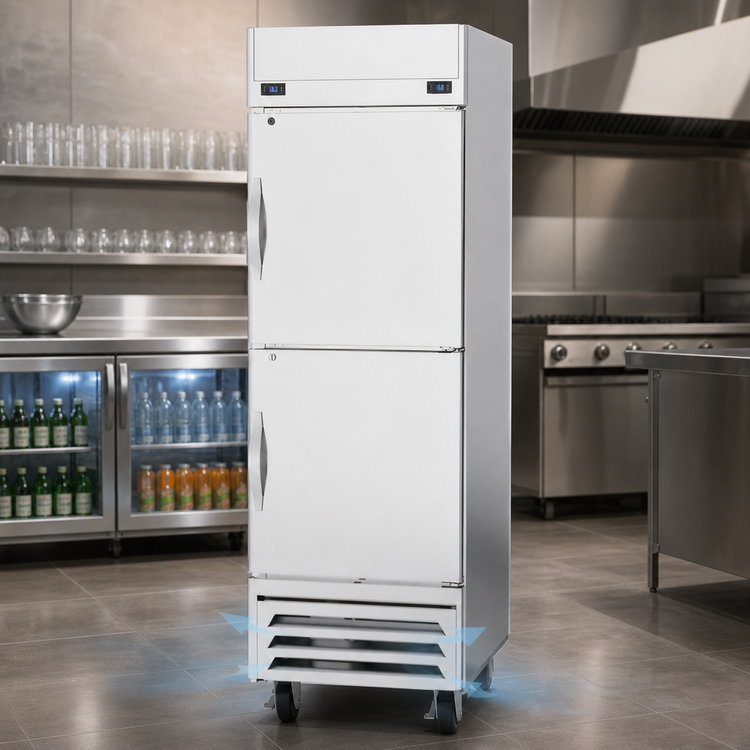 Product image #5 for Beverage-Air Horizon Series 1-Section Dual-Temperature Reach-In Refrigerator/Freezer with Half Solid Doors, Bottom Mount, Stainless Steel