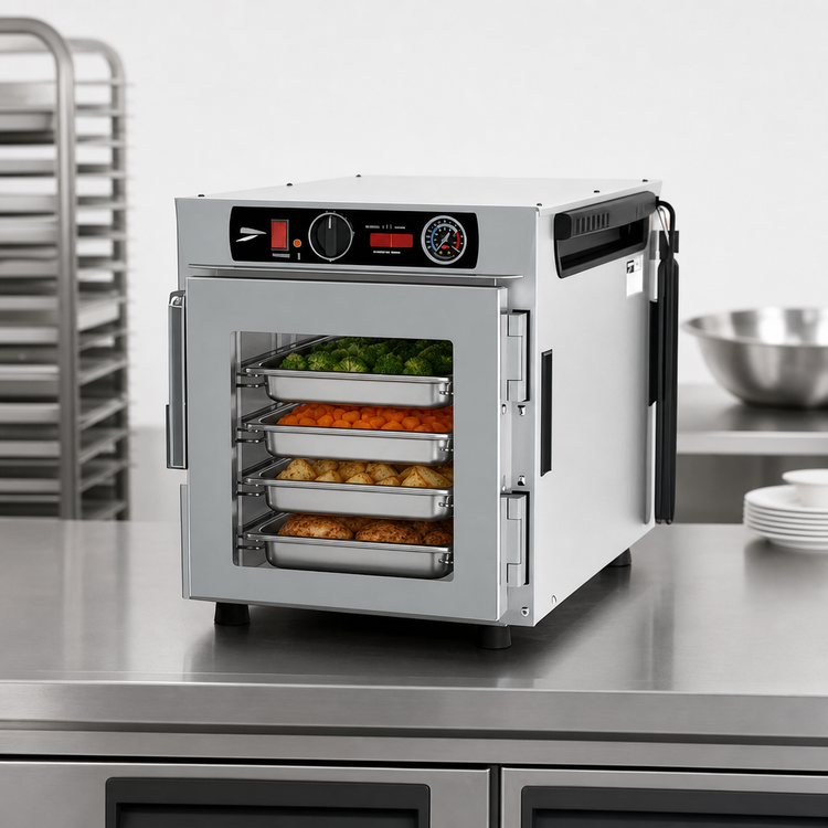 Product image #5 for Metro HotBlox Narrow 4-Pan Pass-Thru Insulated Holding Cabinet, Clear Front and Rear Doors, Countertop/Stacking