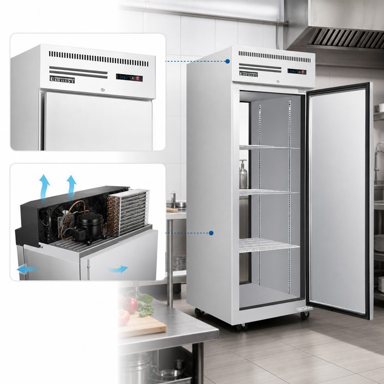 Product image #4 for Everest Refrigeration ESPT-1S-1S One-Section Pass-Thru Reach-In Refrigerator, 23 Cu. Ft., 29-1/4 Inch Wide, Solid Front/Rear, Top-Mounted Compressor